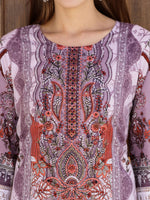 Thumbnail for Pakistani Embroidered & Printed Kurta With Pant & Dupatta, Lavender - Hiral Fashion - Distacart