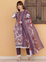 Thumbnail for Pakistani Embroidered & Printed Kurta With Pant & Dupatta, Lavender - Hiral Fashion - Distacart