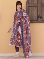 Thumbnail for Pakistani Embroidered & Printed Kurta With Pant & Dupatta, Lavender - Hiral Fashion - Distacart