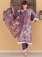 Thumbnail for Pakistani Embroidered & Printed Kurta With Pant & Dupatta, Lavender - Hiral Fashion - Distacart