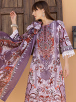 Thumbnail for Pakistani Embroidered & Printed Kurta With Pant & Dupatta, Lavender - Hiral Fashion - Distacart