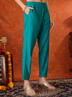 Thumbnail for Embroidered & Printed Kurta With Pant & Coordinated Dupatta, Turquoise - Hiral Fashion - Distacart