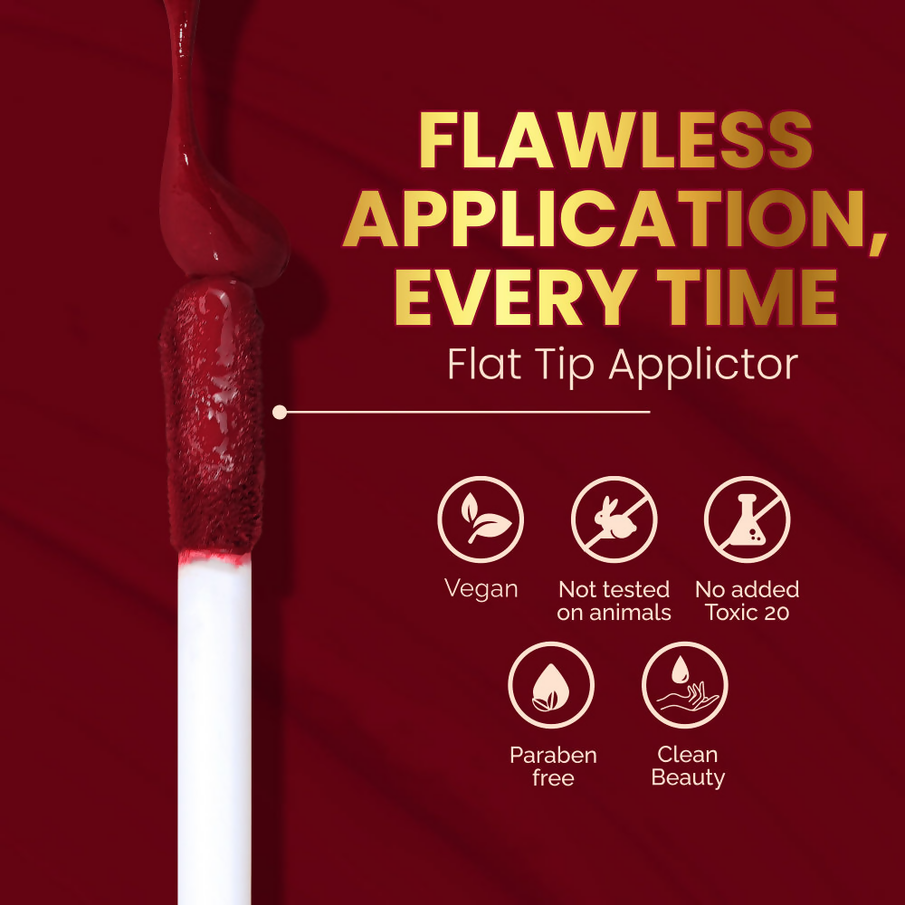 Parul Garg Beauty Silk Matte Liquid Lipstick, Long Lasting & Transfer-Proof - Primrose, Deep Maroon - Dista