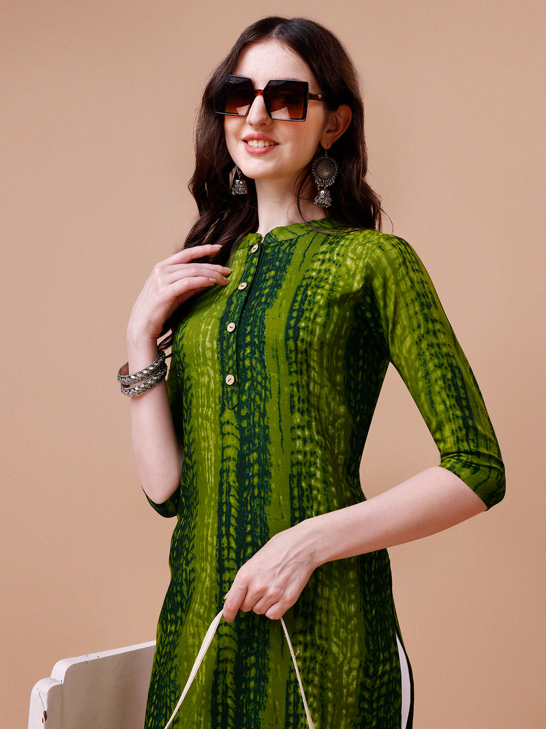 Shibori Printed Casual Wear Kurta, Multicolor - Hiral Fashion - Dista