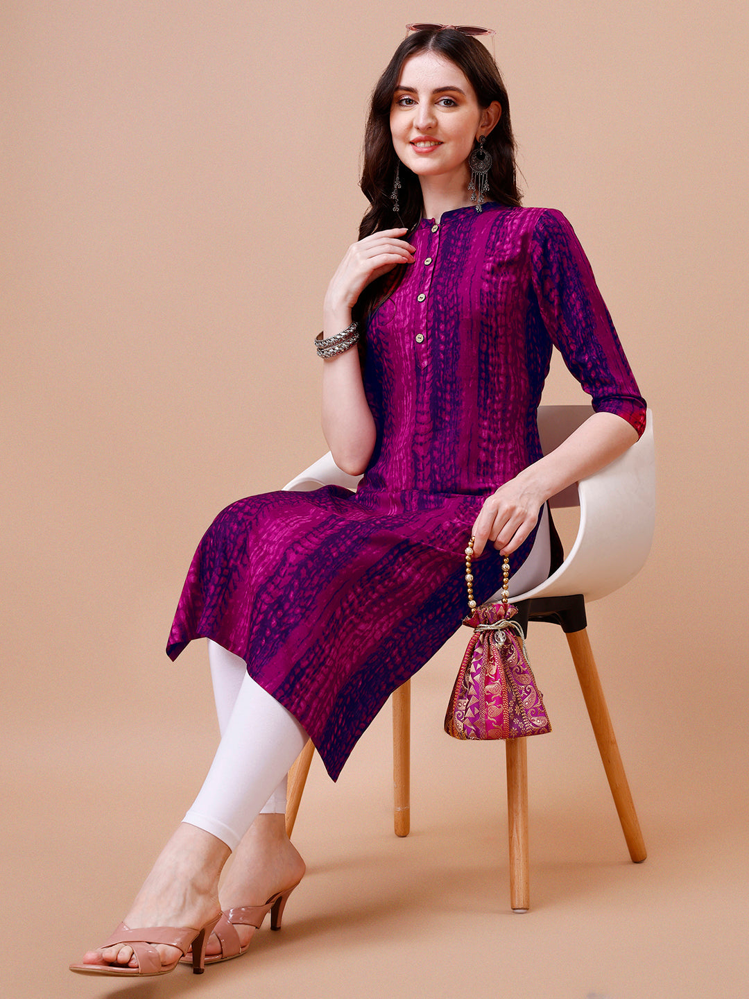 Shibori Printed Casual Wear Kurta, Multicolor - Hiral Fashion - Dista