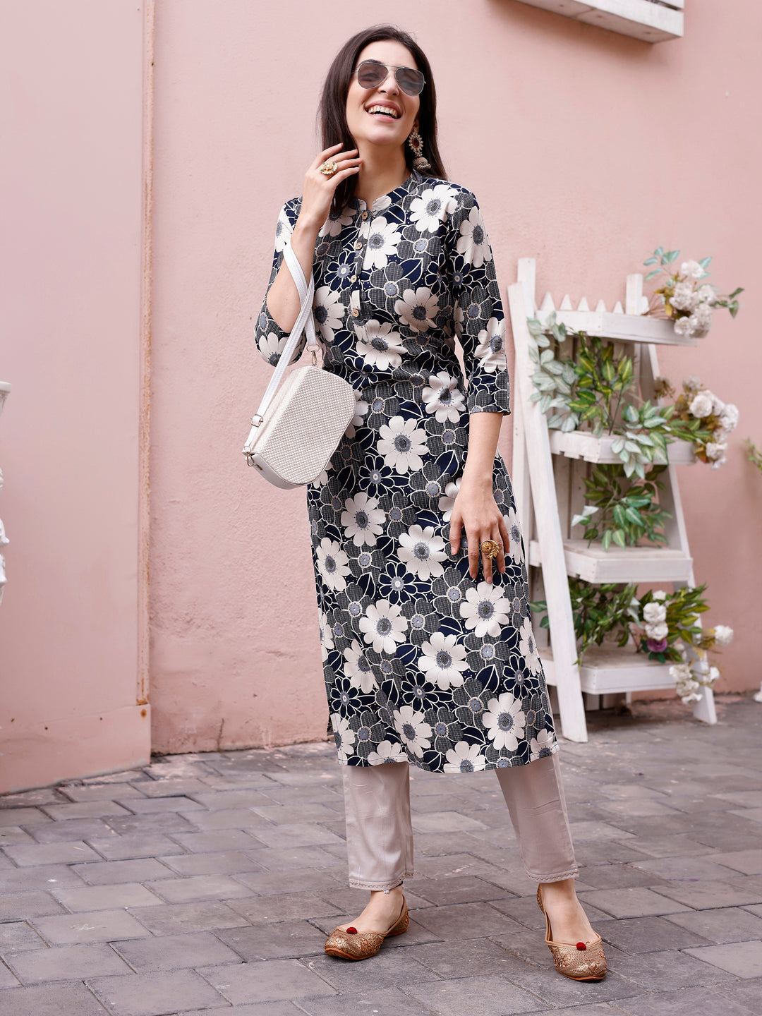 Floral Printed Rayon Casual Wear Kurta, Multicolor - Hiral Fashion - Dista