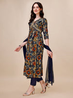Thumbnail for Alia Cut Printed & Embroidered Kurta With Pant & Dupatta Set, Multicolor - Hiral Fashion - Distacart