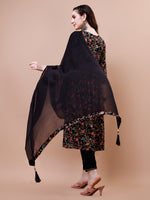 Thumbnail for Alia Cut Embroidered & Floral Printed Rayon Kurta With Pant & Dupatta, Multicolor - Hiral Fashion - Distacart