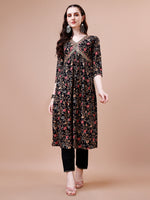 Thumbnail for Alia Cut Embroidered & Floral Printed Rayon Kurta With Pant & Dupatta, Multicolor - Hiral Fashion - Distacart