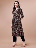 Thumbnail for Alia Cut Embroidered & Floral Printed Rayon Kurta With Pant & Dupatta, Multicolor - Hiral Fashion - Distacart