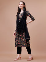 Thumbnail for Alia Cut Embroidered & Floral Printed Rayon Kurta With Pant & Dupatta, Multicolor - Hiral Fashion - Distacart