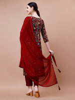 Thumbnail for Alia Cut Embroidered & Floral Printed Rayon Kurta With Pant & Dupatta, Multicolor - Hiral Fashion - Distacart