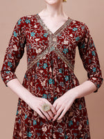 Thumbnail for Alia Cut Embroidered & Floral Printed Rayon Kurta With Pant & Dupatta, Multicolor - Hiral Fashion - Distacart