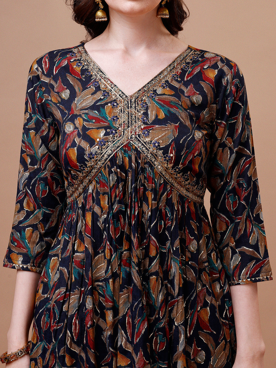 Alia Cut Botanical Printed & Embroidered Rayon Kurta With Pant & Dupatta, Multicolor - Hiral Fashion - Dista
