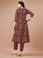 Thumbnail for Alia Cut Botanical Printed & Embroidered Rayon Kurta With Pant & Dupatta, Multicolor - Hiral Fashion - Distacart