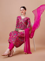 Thumbnail for Alia Cut Embroidered & Floral Printed Kurta With Pant & Dupatta, Multicolor - Hiral Fashion - Dista