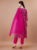 Thumbnail for Alia Cut Embroidered & Floral Printed Kurta With Pant & Dupatta, Multicolor - Hiral Fashion - Dista