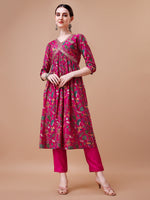 Thumbnail for Alia Cut Embroidered & Floral Printed Kurta With Pant & Dupatta, Multicolor - Hiral Fashion - Dista