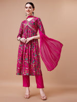 Thumbnail for Alia Cut Embroidered & Floral Printed Kurta With Pant & Dupatta, Multicolor - Hiral Fashion - Dista