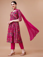 Thumbnail for Alia Cut Embroidered & Floral Printed Kurta With Pant & Dupatta, Multicolor - Hiral Fashion - Dista
