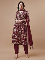 Thumbnail for Alia Cut Printed & Embroidered Kurta With Pant & Dupatta, Multicolor - Hiral Fashion - Dista