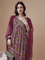 Thumbnail for Alia Cut Printed & Embroidered Kurta With Pant & Dupatta, Multicolor - Hiral Fashion - Dista