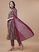 Thumbnail for Alia Cut Printed & Embroidered Kurta With Pant & Dupatta, Multicolor - Hiral Fashion - Dista