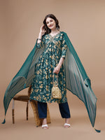 Thumbnail for Alia Cut Printed & Embroidered Kurta With Pant & Dupatta, Multicolor - Hiral Fashion - Dista