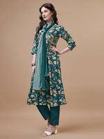 Thumbnail for Alia Cut Printed & Embroidered Kurta With Pant & Dupatta, Multicolor - Hiral Fashion - Dista