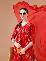 Thumbnail for Alia Cut Floral Printed & Embroidered Kurta With Pant & Dupatta, Multicolor - Hiral Fashion - Dista