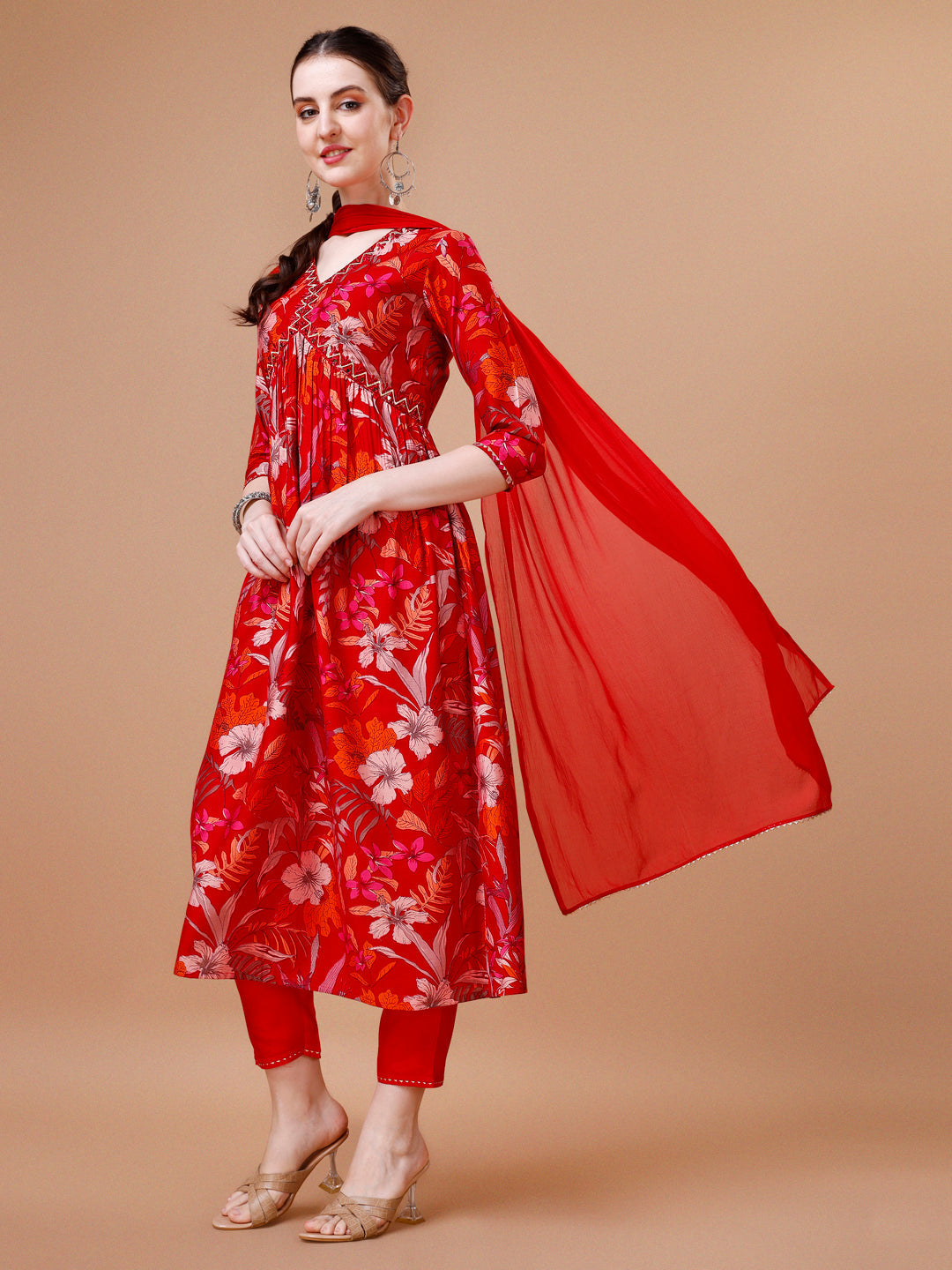Alia Cut Floral Printed & Embroidered Kurta With Pant & Dupatta, Multicolor - Hiral Fashion - Dista