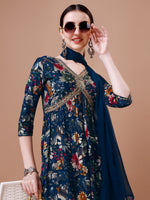 Thumbnail for Alia Cut Floral Printed Embroidered Kurta With Pant & Dupatta, Multicolor - Hiral Fashion - Dista