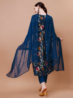 Thumbnail for Alia Cut Floral Printed Embroidered Kurta With Pant & Dupatta, Multicolor - Hiral Fashion - Dista