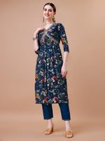 Thumbnail for Alia Cut Floral Printed Embroidered Kurta With Pant & Dupatta, Multicolor - Hiral Fashion - Dista