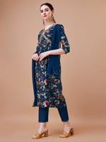 Thumbnail for Alia Cut Floral Printed Embroidered Kurta With Pant & Dupatta, Multicolor - Hiral Fashion - Dista