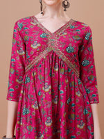Thumbnail for Alia Cut Embroidered & Floral Printed Kurta With Pant & Dupatta, Multicolor - Hiral Fashion - Dista