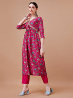 Thumbnail for Alia Cut Embroidered & Floral Printed Kurta With Pant & Dupatta, Multicolor - Hiral Fashion - Dista