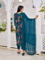 Thumbnail for Alia Cut Embroidered & Floral Printed Kurta With Pant & Dupatta, Multicolor - Hiral Fashion - Dista