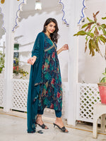 Thumbnail for Alia Cut Embroidered & Floral Printed Kurta With Pant & Dupatta, Multicolor - Hiral Fashion - Dista