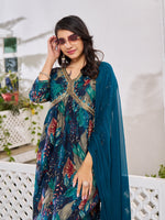 Thumbnail for Alia Cut Embroidered & Floral Printed Kurta With Pant & Dupatta, Multicolor - Hiral Fashion - Dista