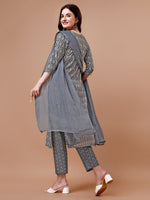 Thumbnail for Ethnic Motifs Printed Cotton Kurta With Pant & Dupatta, Multicolor - Hiral Fashion - Distacart