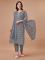 Thumbnail for Ethnic Motifs Printed Cotton Kurta With Pant & Dupatta, Multicolor - Hiral Fashion - Distacart