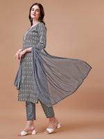 Thumbnail for Ethnic Motifs Printed Cotton Kurta With Pant & Dupatta, Multicolor - Hiral Fashion - Distacart