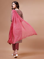Thumbnail for Ethnic Motifs Printed Cotton Kurta With Pant & Dupatta, Multicolor - Hiral Fashion - Distacart