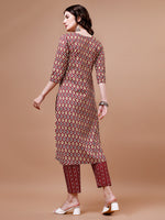 Thumbnail for Ethnic Motifs Printed Cotton Kurta With Pant & Dupatta, Multicolor - Hiral Fashion - Distacart