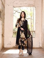 Thumbnail for Alia Cut Rayon Embroidered & Floral Printed Kurta With Pant & Dupatta, Multicolor - Hiral Fashion - Distacart