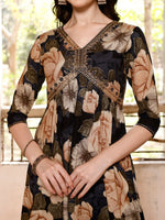 Thumbnail for Alia Cut Rayon Embroidered & Floral Printed Kurta With Pant & Dupatta, Multicolor - Hiral Fashion - Distacart