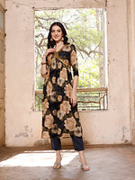 Thumbnail for Alia Cut Rayon Embroidered & Floral Printed Kurta With Pant & Dupatta, Multicolor - Hiral Fashion - Distacart