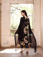 Thumbnail for Alia Cut Rayon Embroidered & Floral Printed Kurta With Pant & Dupatta, Multicolor - Hiral Fashion - Distacart