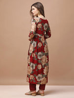 Thumbnail for Alia Cut Rayon Embroidered & Floral Printed Kurta With Pant & Dupatta Premium, Multicolor - Hiral Fashion - Distacart